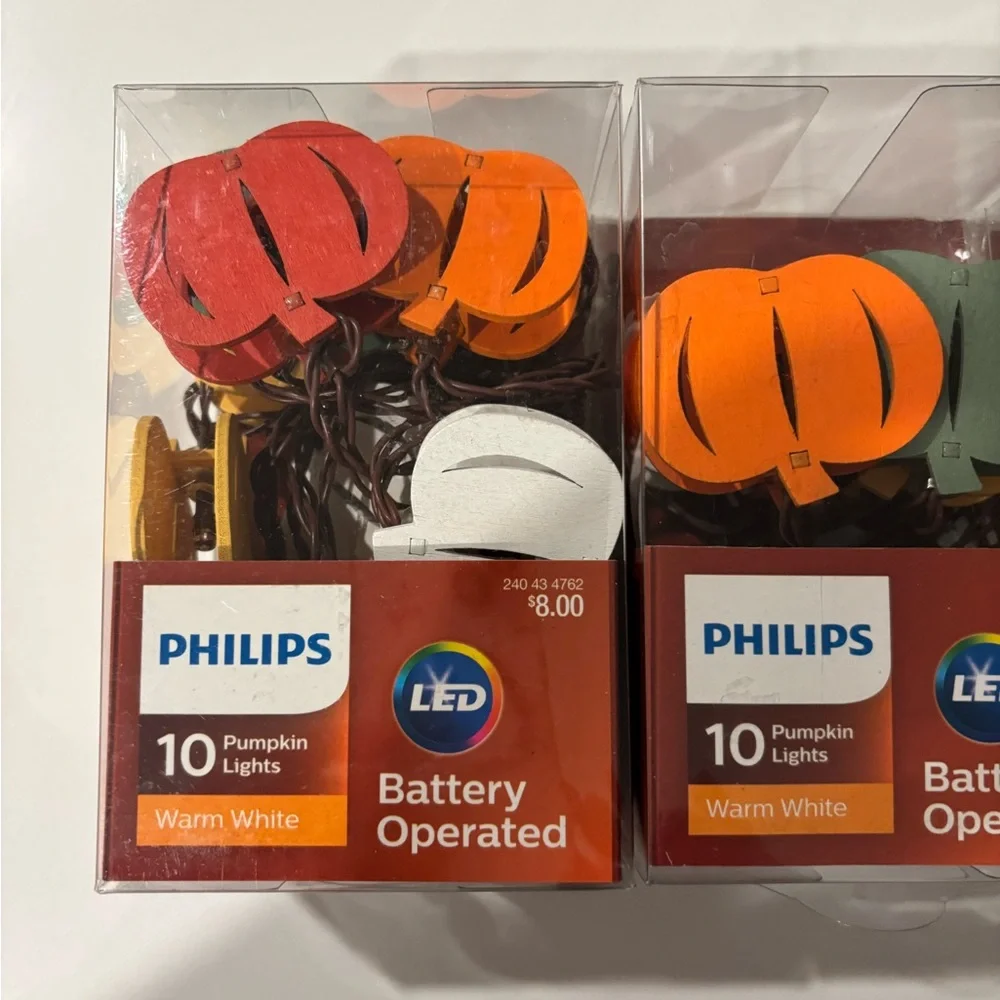 3 Pc. Philips LED Pumpkin String Lights - Red, Orange, Teal, White…